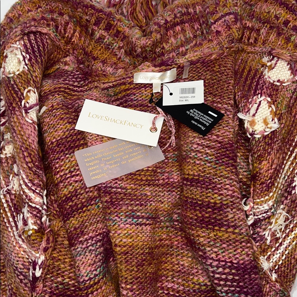 💖NWT LOVESHACKFANCY WYATT DUSTER JACKET IN ROSEWOOD SIZE M/L - Picture 15 of 16